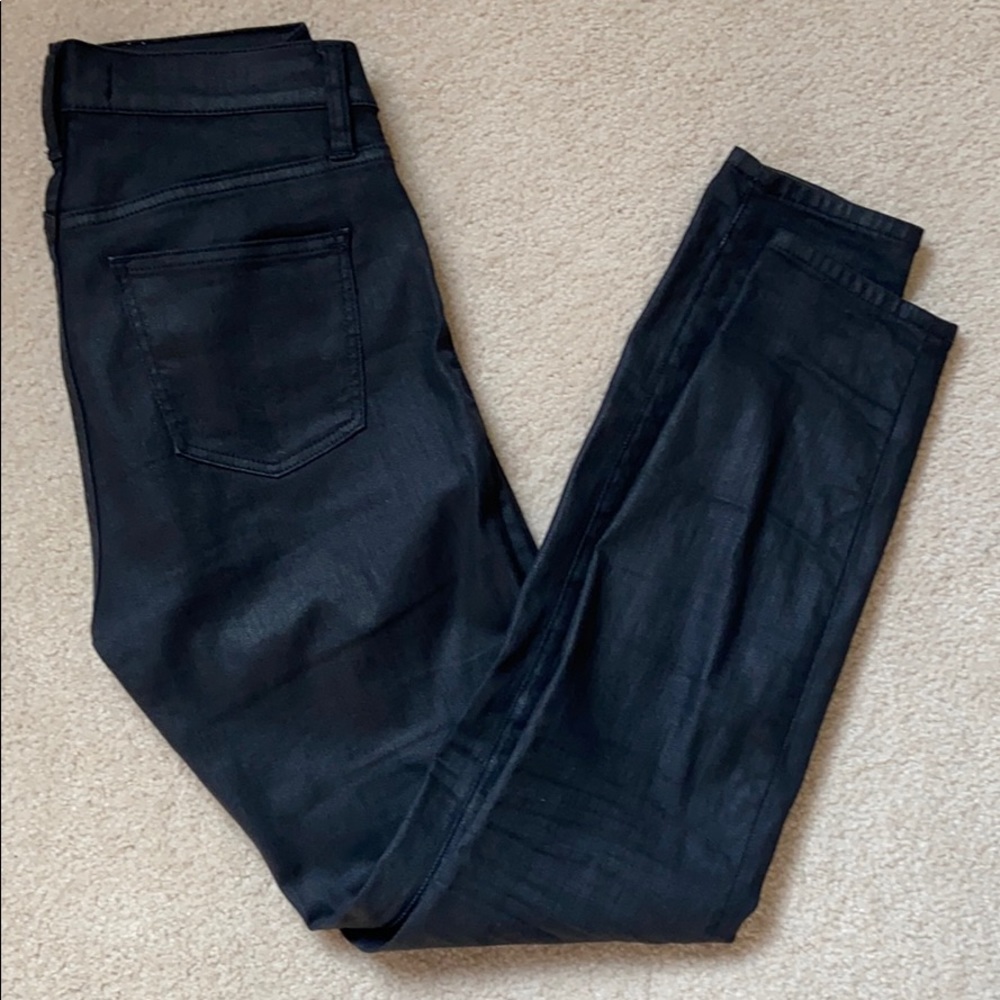 Madewell black coated skinny jeans